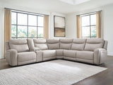Mega Furniture - Ashley Furniture - Gravier Sectional - 6-Piece Power Reclining Sectional with Storage Console / Gray - U13300S5
