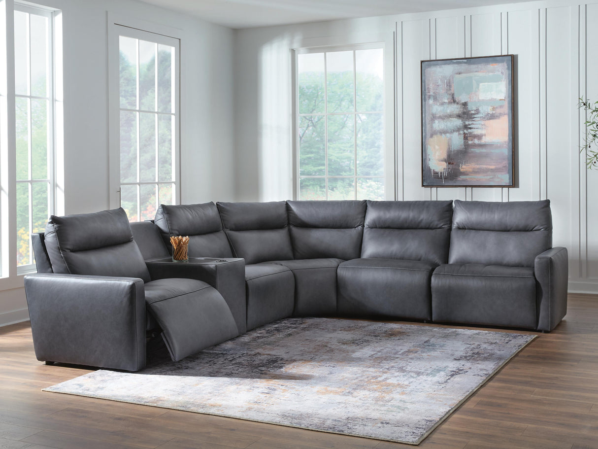 Mega Furniture - Ashley Furniture - ModZ Sectional - 6-Piece Power Reclining Sectional with Audio Console - U14001S9