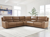 Mega Furniture - Ashley Furniture - DeepWakes Sectional - 5-Piece Power Reclining Sectional / Caramel - PCU62606S8