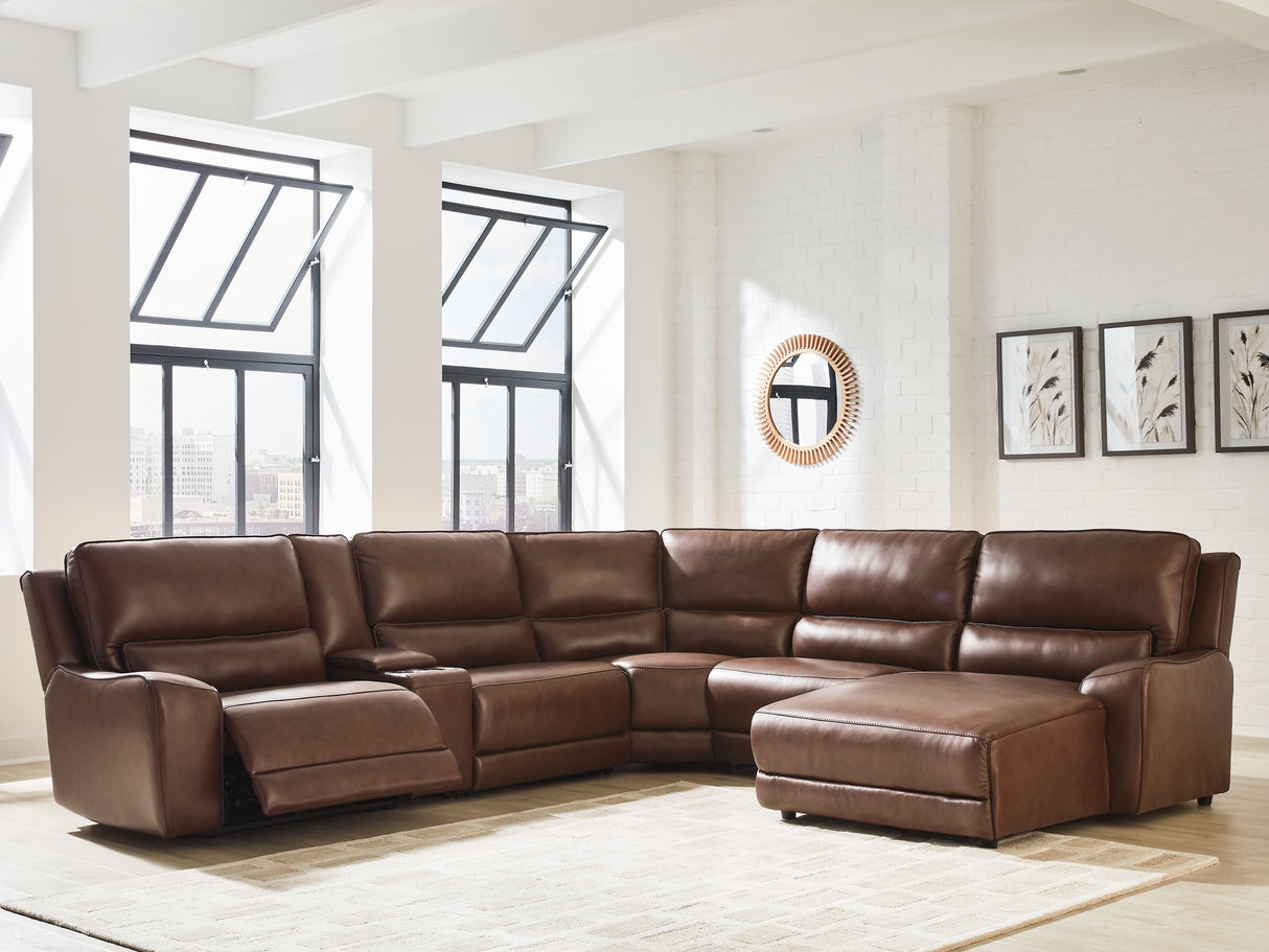 Mega Furniture - Ashley Furniture - DeepWakes Sectional - 6-Piece Power Reclining Sectional with Chaise / Canyon - PCU62607S6