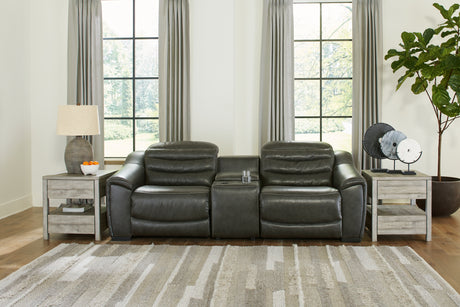 Mega Furniture - Ashley Furniture - Center Line Sectional - 3-Piece Power Reclining Sectional Sofa / Dark Gray - U63404S5