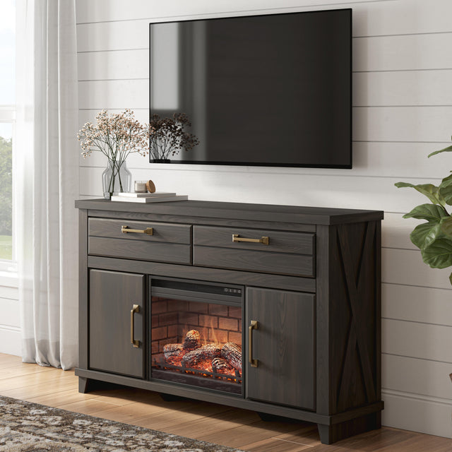 Mega Furniture - Ashley Furniture - Brazen Valley 60" TV Stand with Electric Fireplace - 60" TV Stand with Electric Fireplace - W2648W4