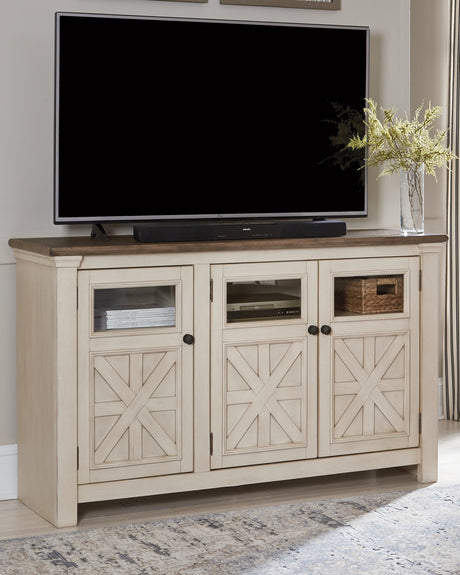 Mega Furniture - Ashley Furniture - Bolanburg 60" TV Stand - 60" / White/Weathered Gray - W647-38