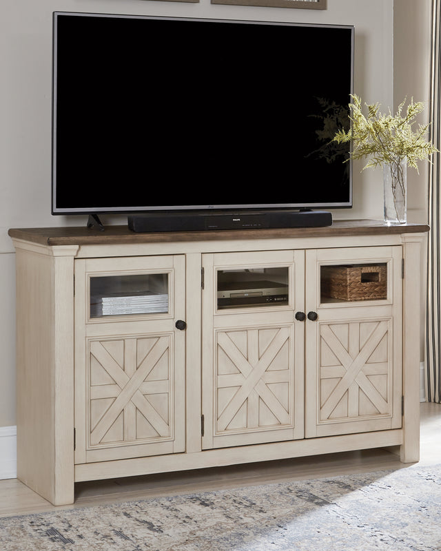 Mega Furniture - Ashley Furniture - Bolanburg 60" TV Stand - 60" / White/Weathered Gray - W647-38