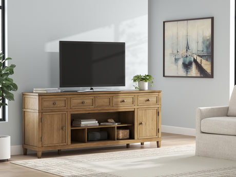 Mega Furniture - Ashley Furniture - Sharlance 81" TV Stand - 81" / Light Brown - W655-68