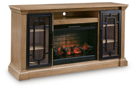 Mega Furniture - Ashley Furniture - Wittenmyer 72" TV Stand with Electric Fireplace - 72" TV Stand with Electric Fireplace / Natural/Black - W794W1